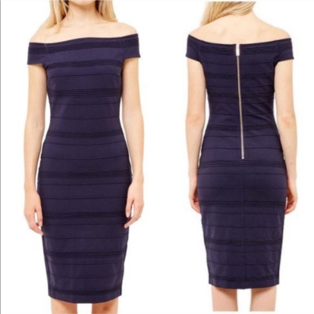 Ted Baker Inan Bardot stripe texture dress